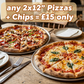 DOUBLE 12: 2x12" Pizzas + Chips