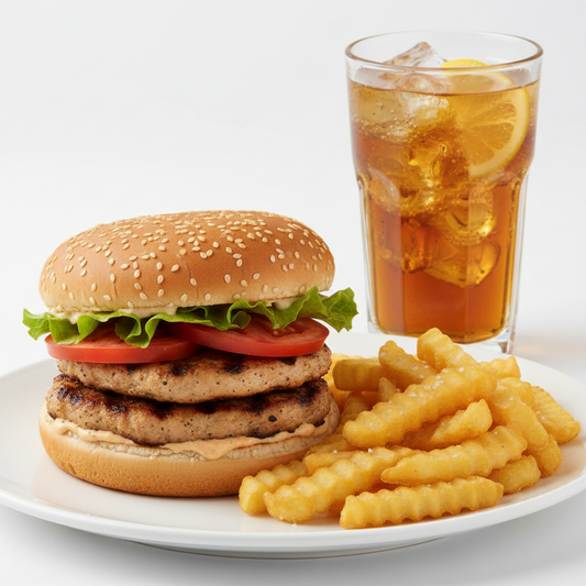 Double chicken steak burger